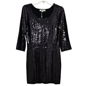 My Tribe Black Sequin Cashmere Blend Sweater Knit Dress Small New Party
